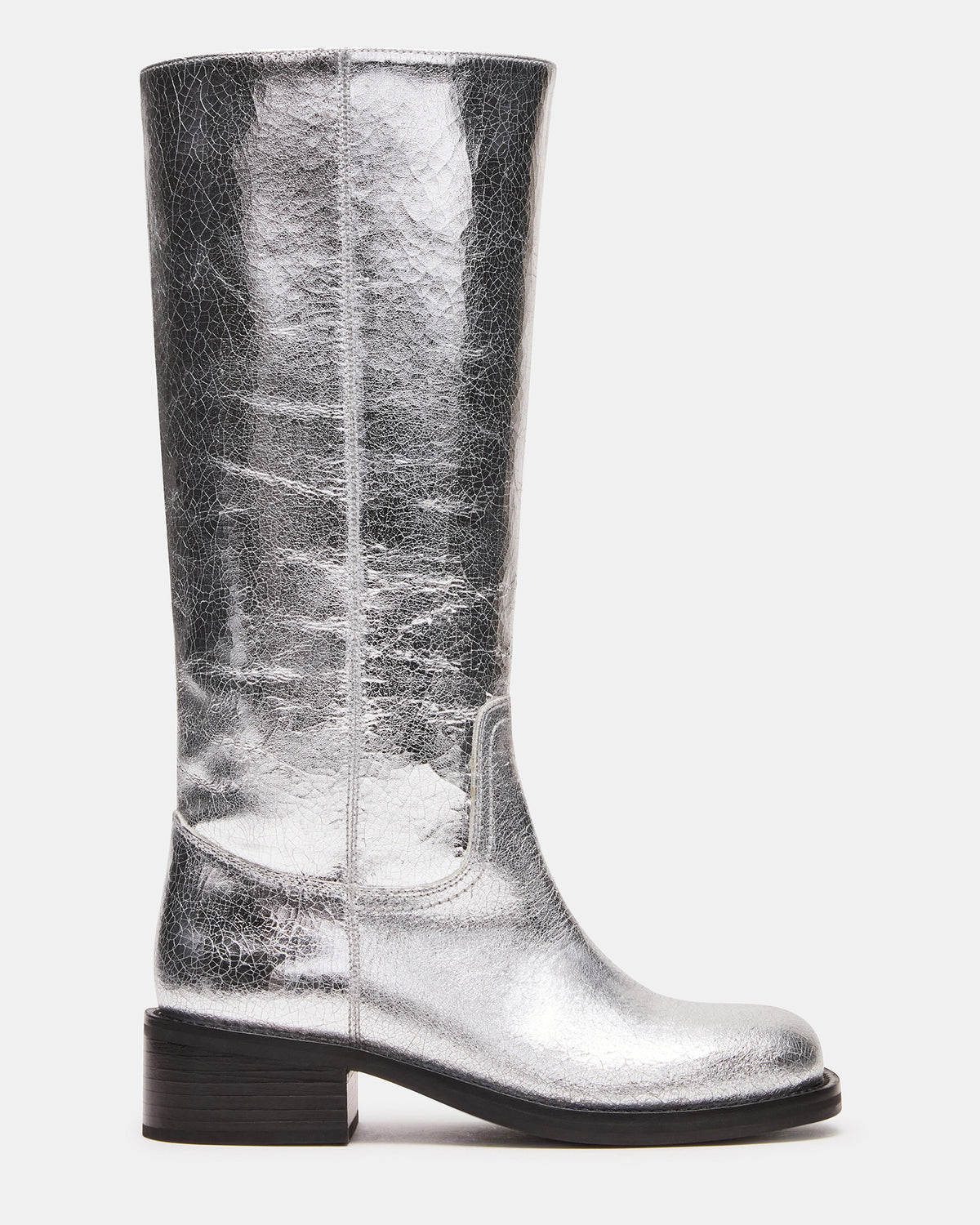 RIGGS Silver Leather Square-Toe Women's Boot Steve Madden SILVER LEATHER