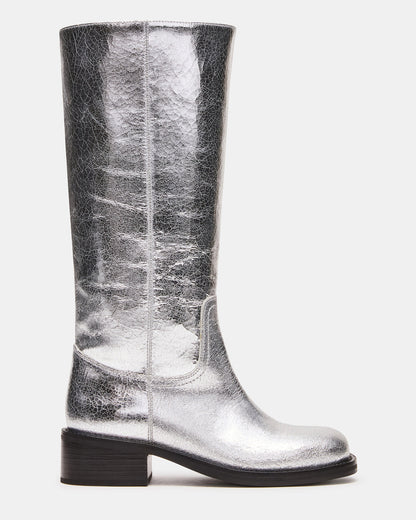 RIGGS Silver Leather Square-Toe Women's Boot Steve Madden SILVER LEATHER
