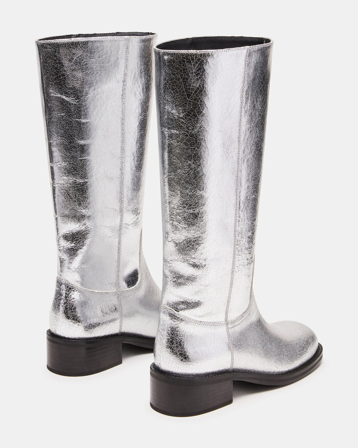 RIGGS Silver Leather Square-Toe Women's Boot Steve Madden SILVER LEATHER