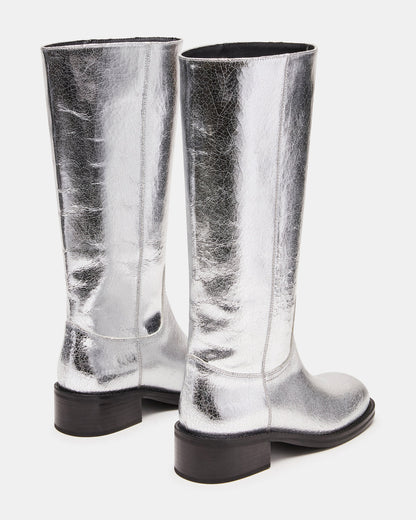 RIGGS Silver Leather Square-Toe Women's Boot Steve Madden SILVER LEATHER