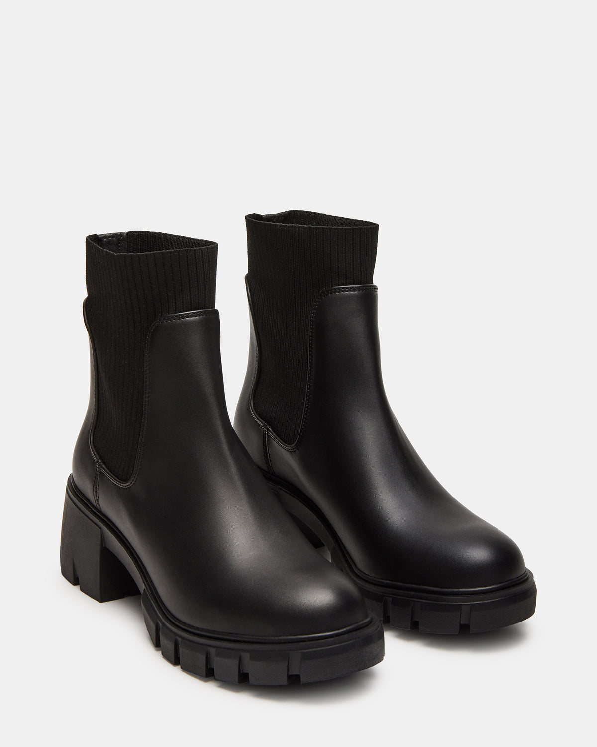 HUTCHH20 Black Water-Resistant Lug Sole Ankle Boot | Women's Booties Steve Madden BLACK