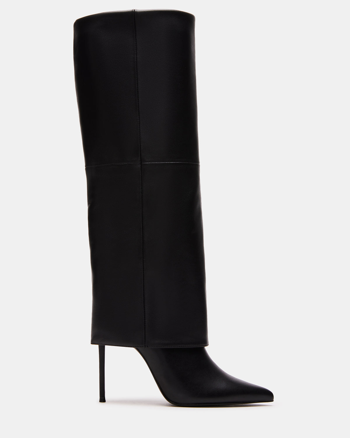 SMITH Black Leather Women's Cuffed Stiletto Boot Steve Madden BLACK LEATHER