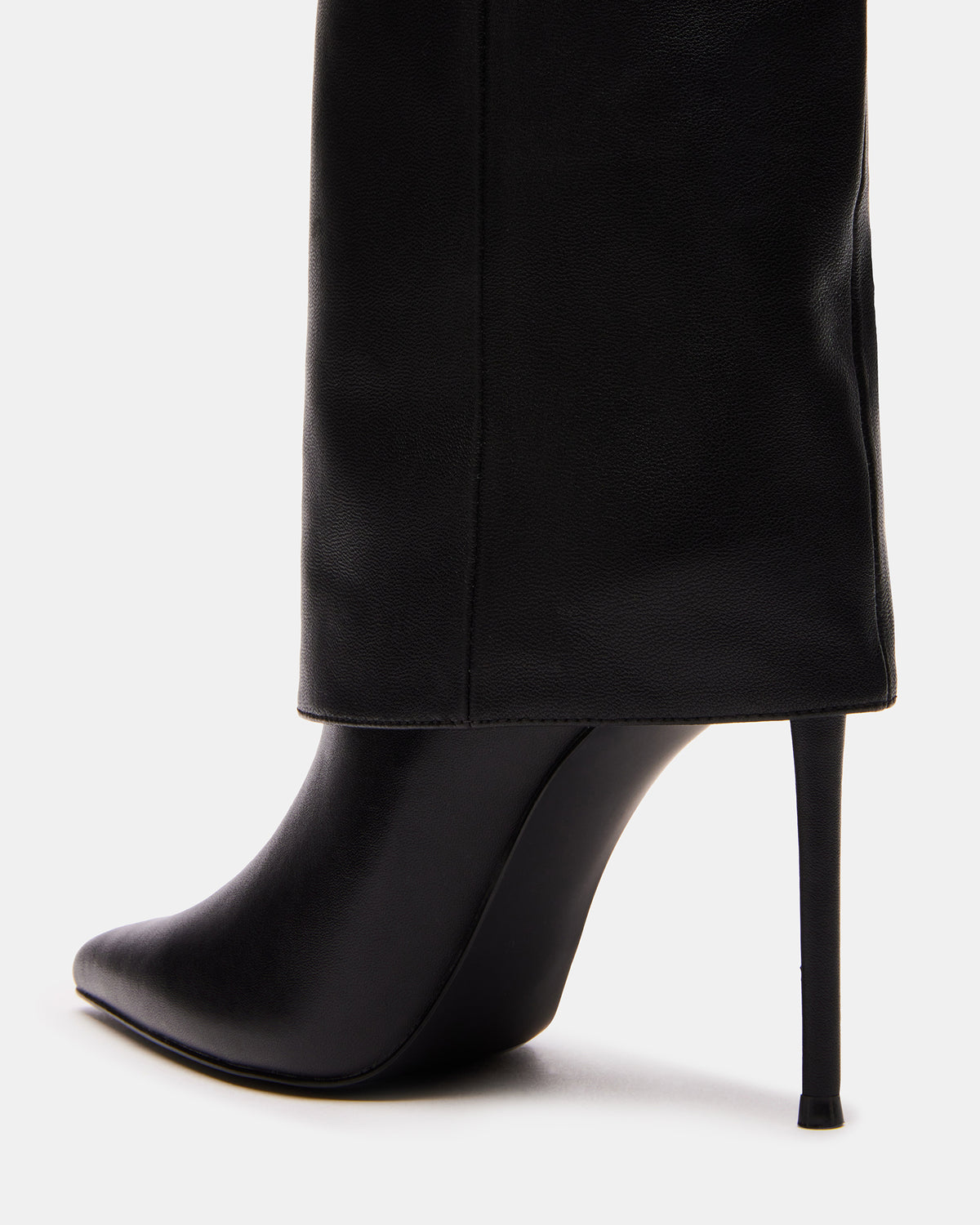 SMITH Black Leather Women's Cuffed Stiletto Boot Steve Madden BLACK LEATHER