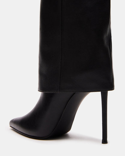SMITH Black Leather Women's Cuffed Stiletto Boot Steve Madden BLACK LEATHER