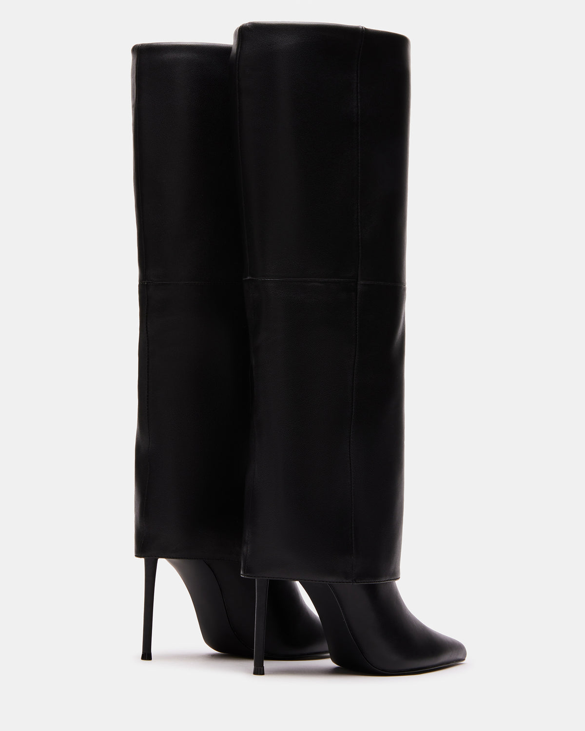 SMITH Black Leather Women's Cuffed Stiletto Boot Steve Madden BLACK LEATHER