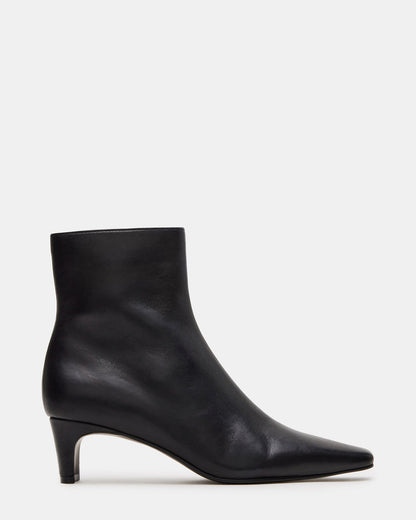 DELVIE Black Leather Kitten Heel Ankle Boot | Women's Booties Steve Madden BLACK LEATHER