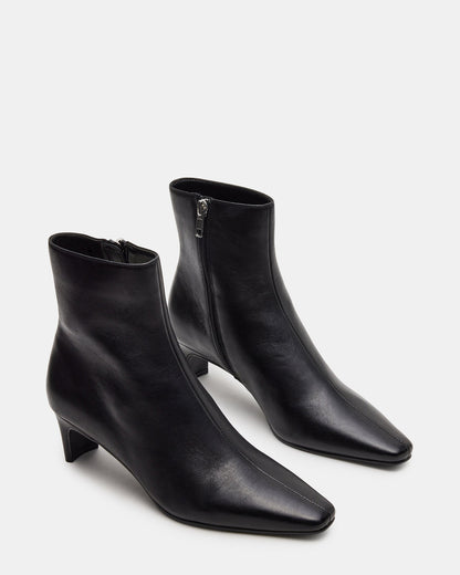 DELVIE Black Leather Kitten Heel Ankle Boot | Women's Booties Steve Madden BLACK LEATHER