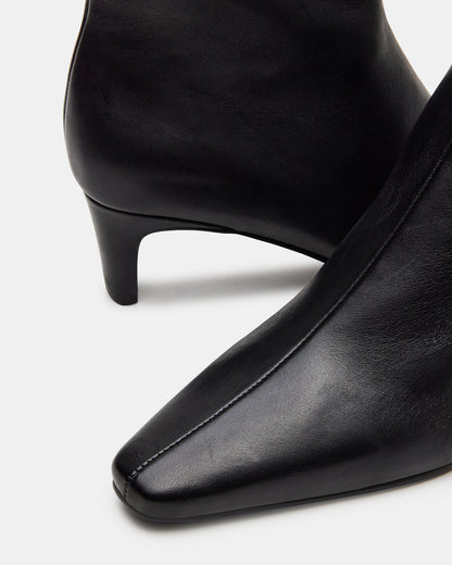 DELVIE Black Leather Kitten Heel Ankle Boot | Women's Booties Steve Madden BLACK LEATHER