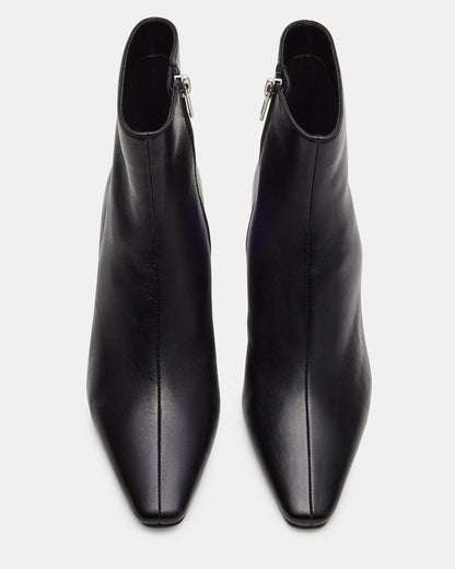 DELVIE Black Leather Kitten Heel Ankle Boot | Women's Booties Steve Madden BLACK LEATHER