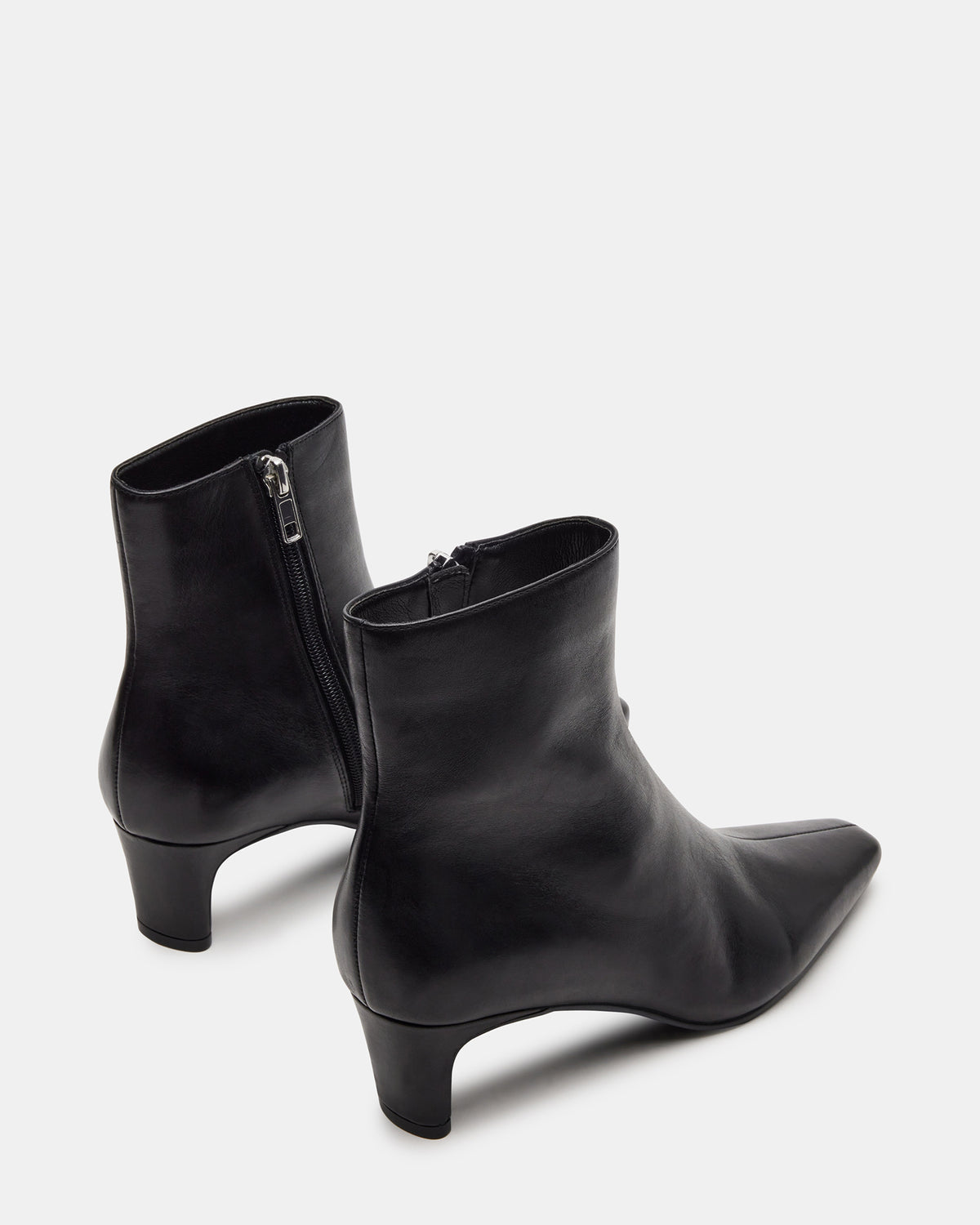 DELVIE Black Leather Kitten Heel Ankle Boot | Women's Booties Steve Madden BLACK LEATHER