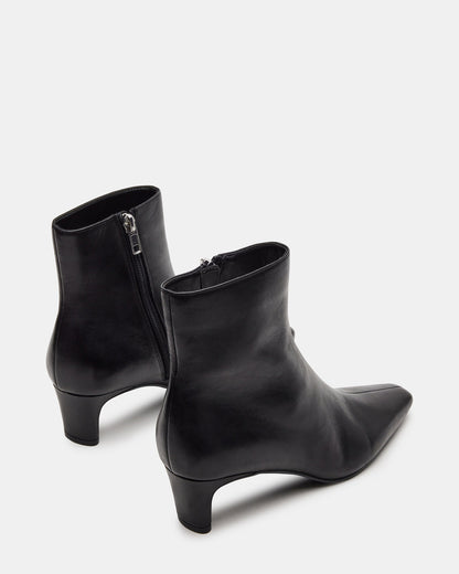 DELVIE Black Leather Kitten Heel Ankle Boot | Women's Booties Steve Madden BLACK LEATHER