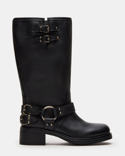 ASTOR Black Leather Wide Calf Knee-High Women's Boot Steve Madden BLACK LEATHER