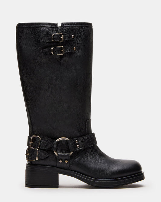ASTOR Black Leather Wide Calf Knee-High Women's Boot Steve Madden BLACK LEATHER