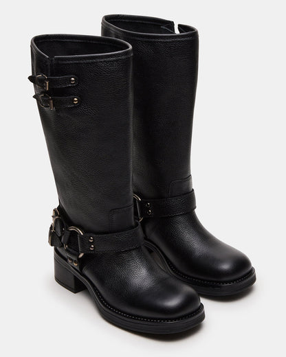 ASTOR Black Leather Wide Calf Knee-High Women's Boot Steve Madden BLACK LEATHER