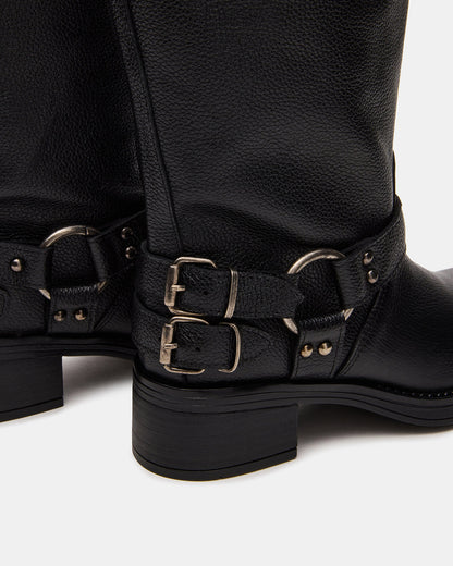 ASTOR Black Leather Wide Calf Knee-High Women's Boot Steve Madden BLACK LEATHER