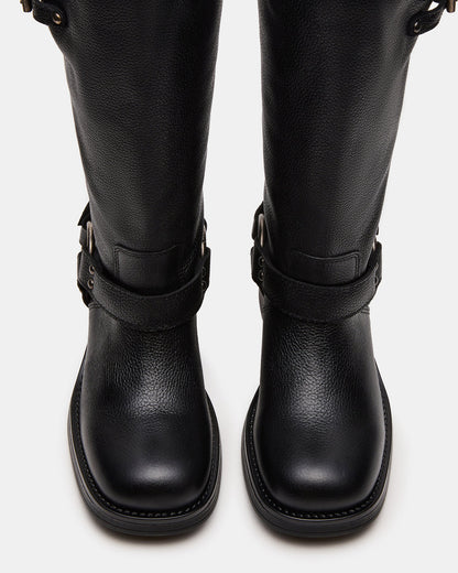 ASTOR Black Leather Wide Calf Knee-High Women's Boot Steve Madden BLACK LEATHER