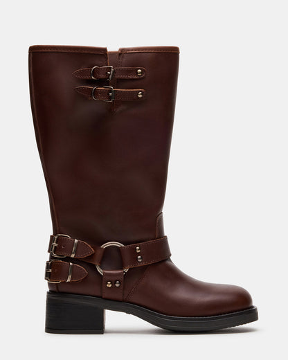 ASTOR Brown Leather Wide Calf Knee-High Women's Boot Steve Madden BROWN LEATHER