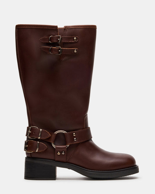 ASTOR Brown Leather Wide Calf Knee-High Women's Boot Steve Madden BROWN LEATHER
