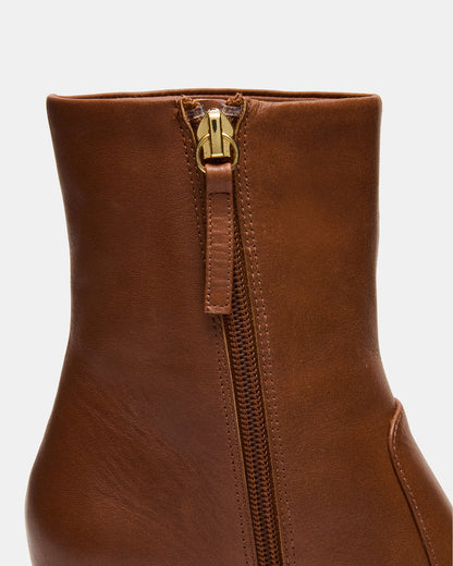 FARE Tan Leather Square Toe Women's Ankle Boot Steve Madden TAN LEATHER