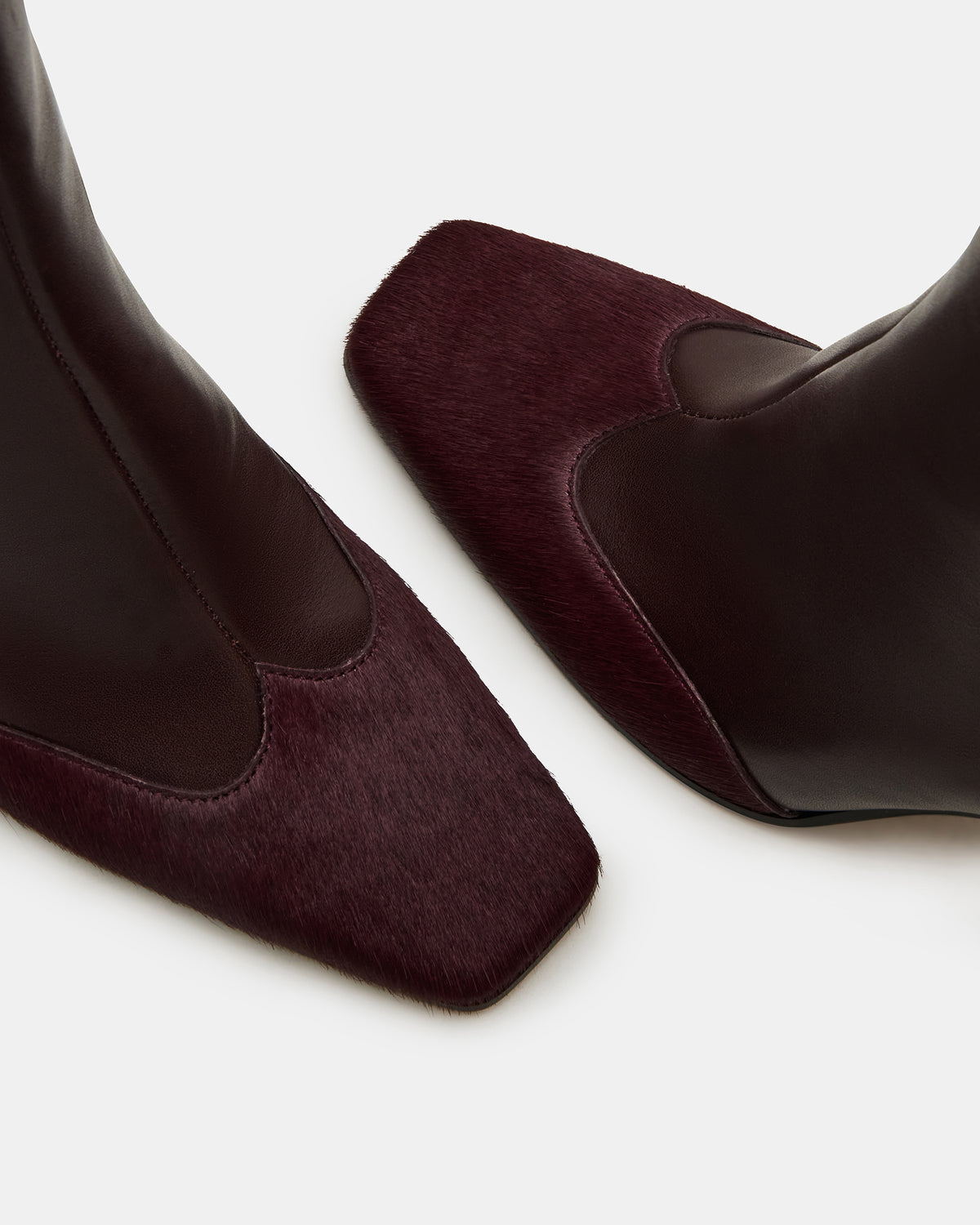 LYLE Burgundy Leather Square-Toe Heeled Women's Ankle Boot Steve Madden BURGUNDY LEATHER