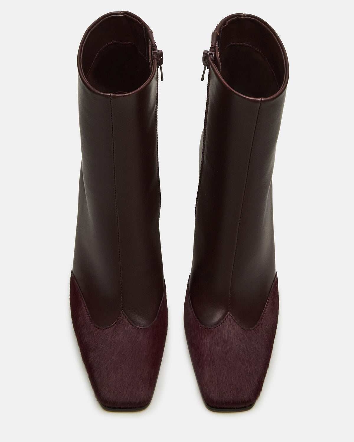 LYLE Burgundy Leather Square-Toe Heeled Women's Ankle Boot Steve Madden BURGUNDY LEATHER