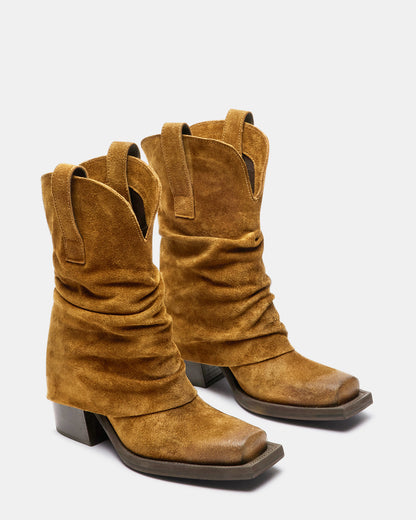 PIA Chestnut Suede Cuffed Boot | Women's Booties Steve Madden CHESTNUT SUEDE
