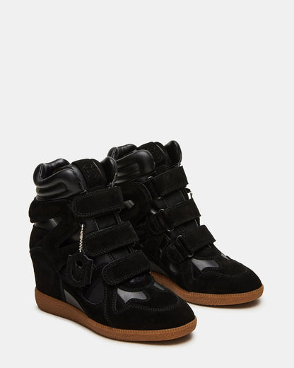 MAVIS Black Suede High-Top Velcro Women's Sneaker Steve Madden BLACK SUEDE