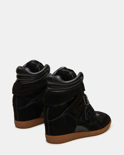 MAVIS Black Suede High-Top Velcro Women's Sneaker Steve Madden BLACK SUEDE