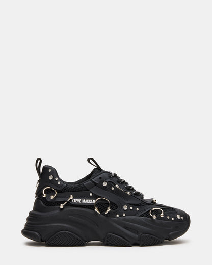 POSSESSION Piercing Black Platform Lace-Up Women's Sneaker Steve Madden BLACK