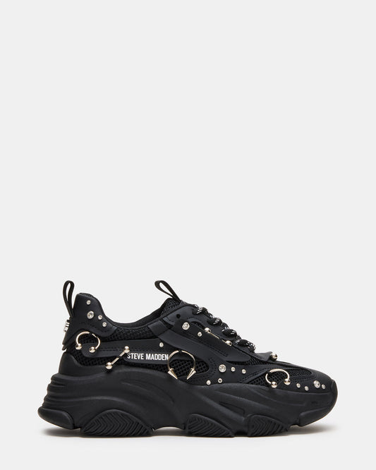 POSSESSION Piercing Black Platform Lace-Up Women's Sneaker Steve Madden BLACK
