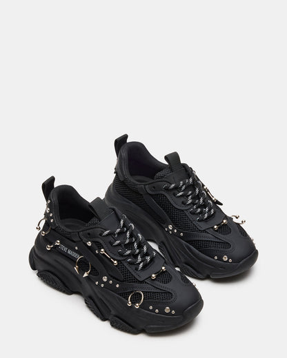 POSSESSION Piercing Black Platform Lace-Up Women's Sneaker Steve Madden BLACK