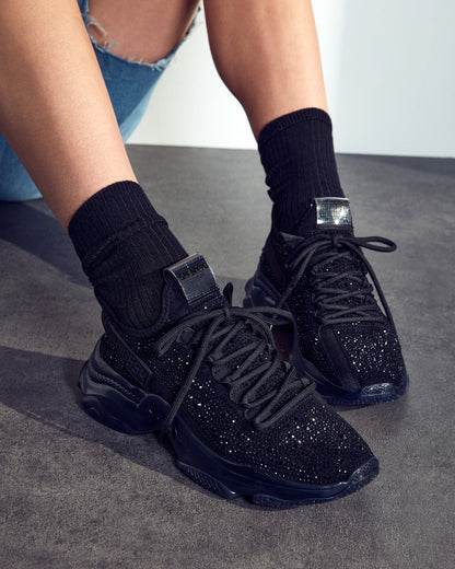 MAXIMA Black Rhinestones Women's Sneakers Steve Madden BLACK