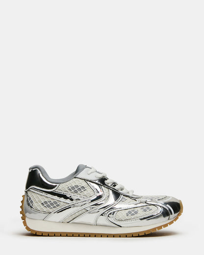 PAGER Silver Multi Low-Top Lace-Up Mesh Women's Sneaker Steve Madden SILVER MULTI