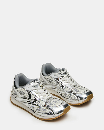 PAGER Silver Multi Low-Top Lace-Up Mesh Women's Sneaker Steve Madden SILVER MULTI