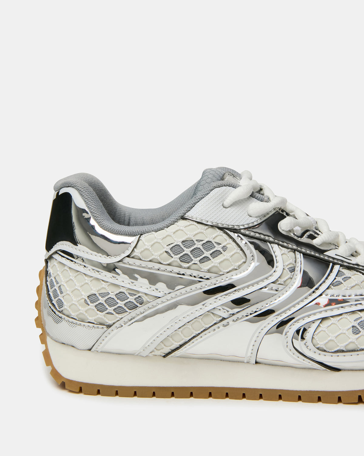 PAGER Silver Multi Low-Top Lace-Up Mesh Women's Sneaker Steve Madden SILVER MULTI