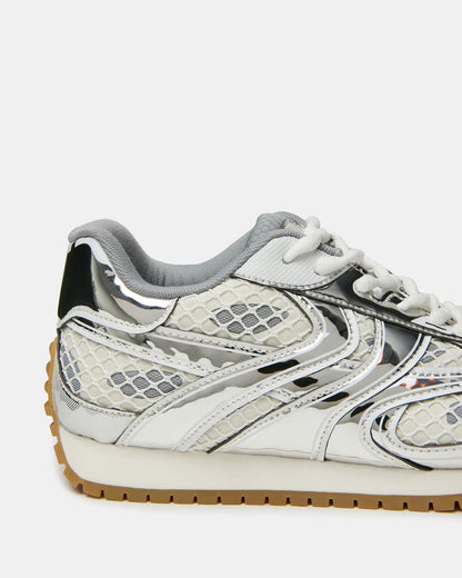 PAGER Silver Multi Low-Top Lace-Up Mesh Women's Sneaker Steve Madden SILVER MULTI