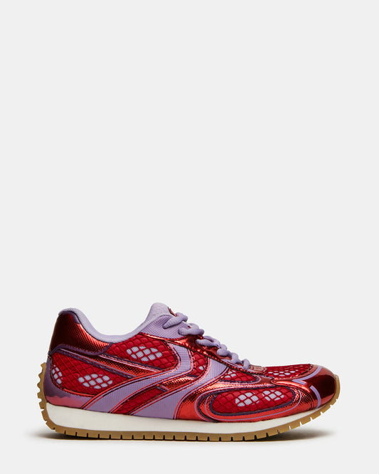 PAGER Red Multi Low-Top Lace-Up Mesh Women's Sneaker Steve Madden RED MULTI