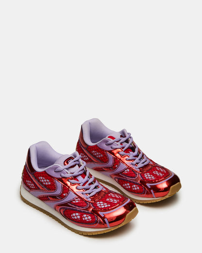 PAGER Red Multi Low-Top Lace-Up Mesh Women's Sneaker Steve Madden RED MULTI