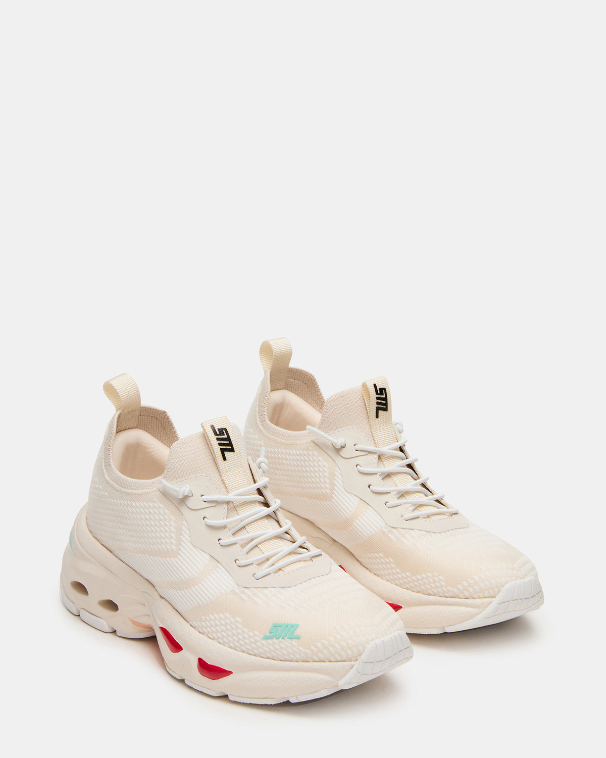 SWOOP White Multi Lace-Up Low-Top Platform Athletic Women's Sneaker Steve Madden WHITE MULTI