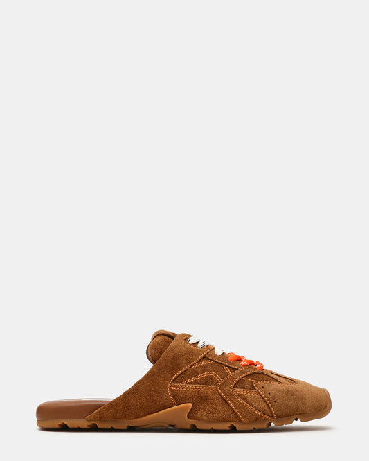 AZIEL MULE Chestnut Suede Low-Top Lace-Up Slip-On Women's Sneaker Steve Madden CHESTNUT SUEDE