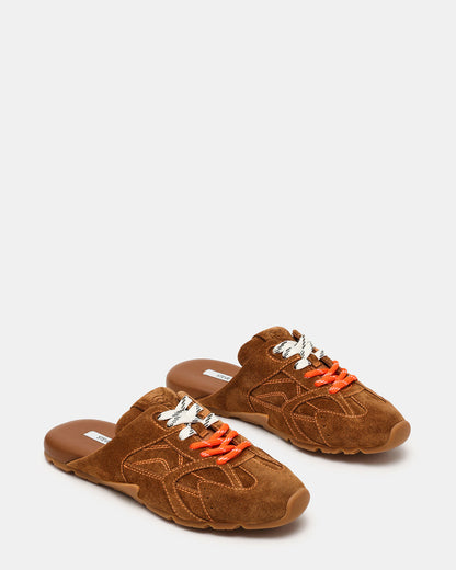 AZIEL MULE Chestnut Suede Low-Top Lace-Up Slip-On Women's Sneaker Steve Madden CHESTNUT SUEDE