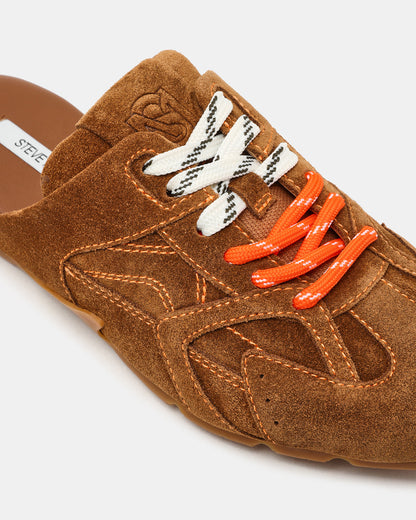 AZIEL MULE Chestnut Suede Low-Top Lace-Up Slip-On Women's Sneaker Steve Madden CHESTNUT SUEDE