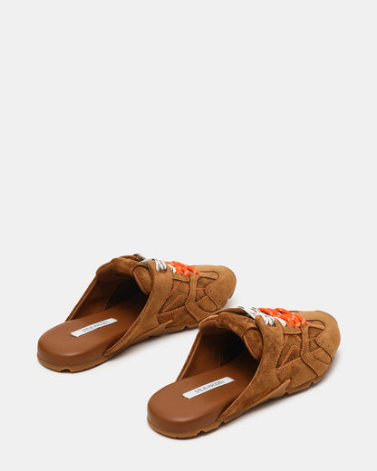 AZIEL MULE Chestnut Suede Low-Top Lace-Up Slip-On Women's Sneaker Steve Madden CHESTNUT SUEDE