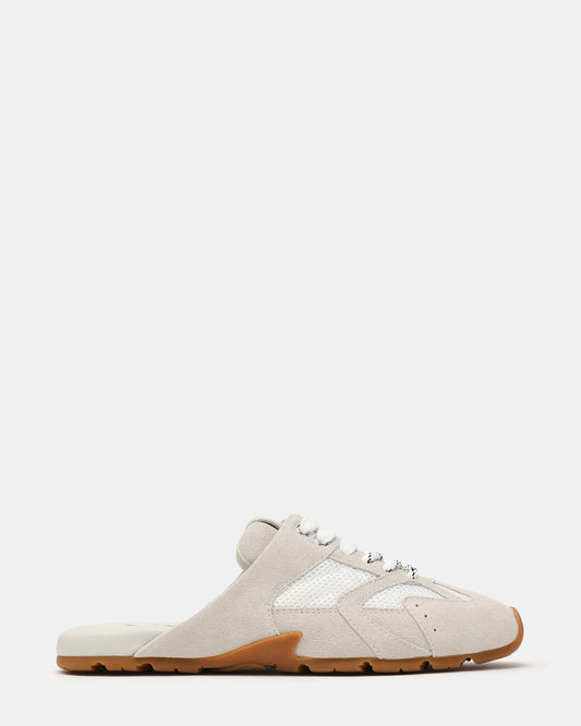 AZIEL MULE White Suede Low-Top Lace-Up Slip-On Women's Sneaker Steve Madden WHITE SUEDE