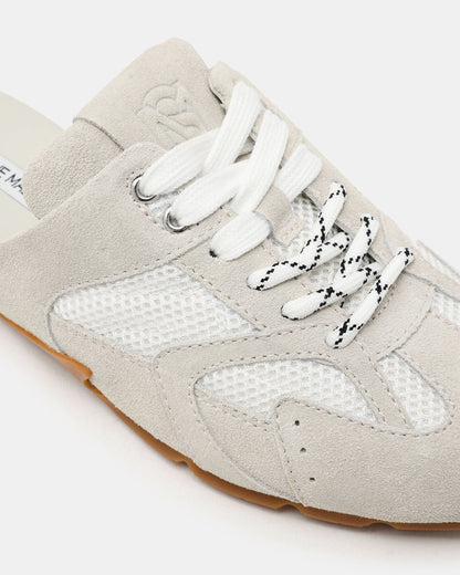 AZIEL MULE White Suede Low-Top Lace-Up Slip-On Women's Sneaker Steve Madden WHITE SUEDE