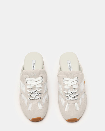 AZIEL MULE White Suede Low-Top Lace-Up Slip-On Women's Sneaker Steve Madden WHITE SUEDE