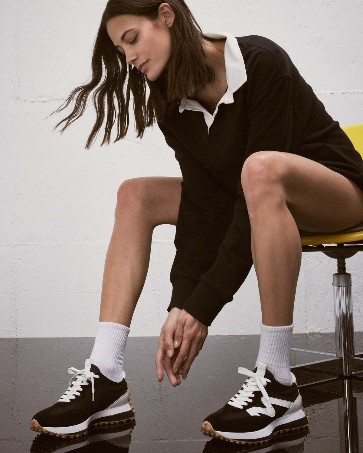 CAMPO Black/White Lace-Up Women's Sneaker Steve Madden BLACK WHITE