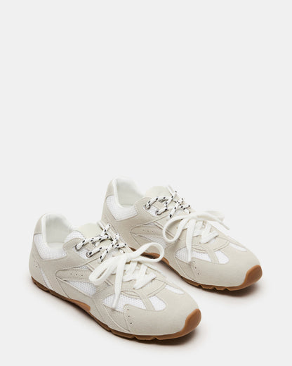 AZIEL White Low-Top Lace-Up Women's Sneakers Steve Madden WHITE SUEDE