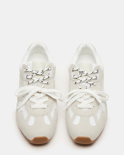 AZIEL White Low-Top Lace-Up Women's Sneakers Steve Madden WHITE SUEDE