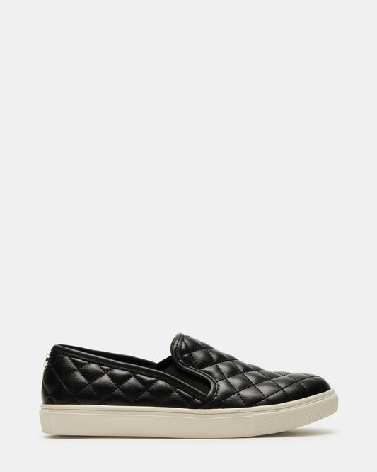 ECENTRCQ Black Leather Women's Slip On Sneakers Steve Madden BLACK